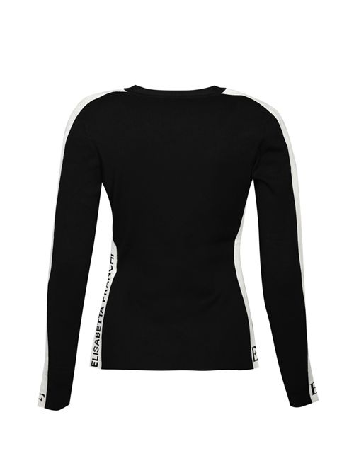 Maglia in viscosa con bande lucide Nero/Milk Elisabetta Franchi | MK03S56E2EF3
